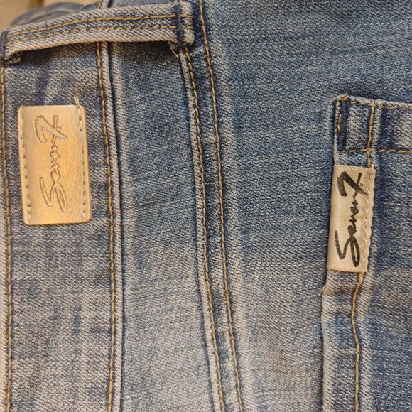 Seven 7 Women's Mid Rise Skinny Light Blue Wash Bedazzled Jeans 16 - Picture 2 of 4